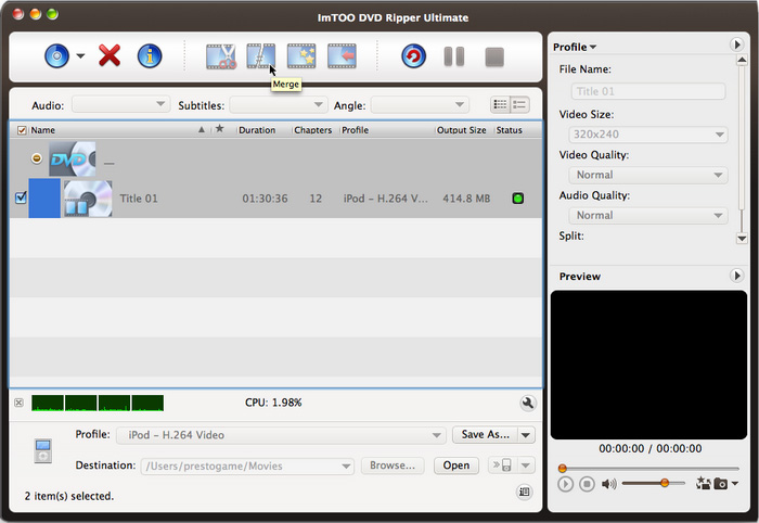 ImTOO DVD to Video Ultimate for Mac